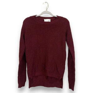 WILFRED Aritzia Merino Wool Sweater Knit Burgundy Red Crew Neck NWOT Size XXS